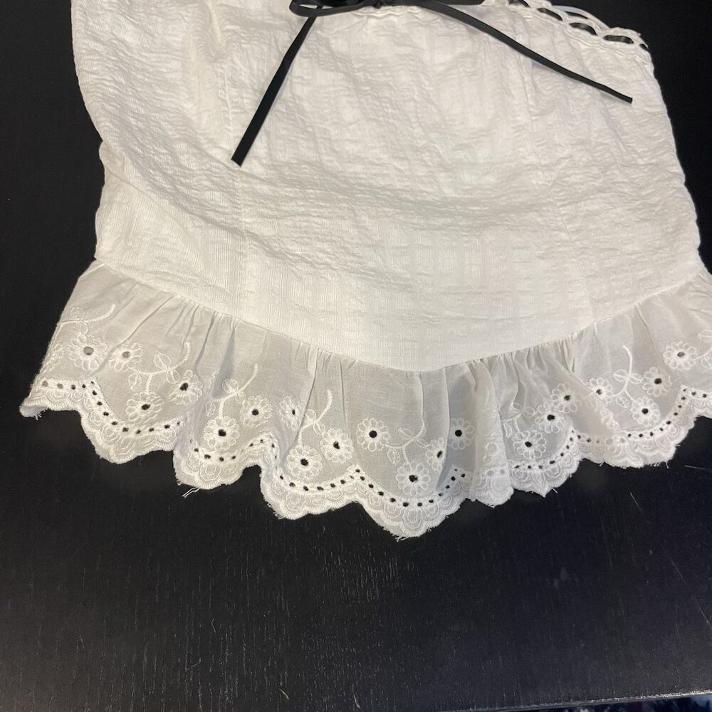 Thirty Thirty White Corset Top Coquette Milkmaid Cottagecore Romantic Size M - Picture 6 of 11